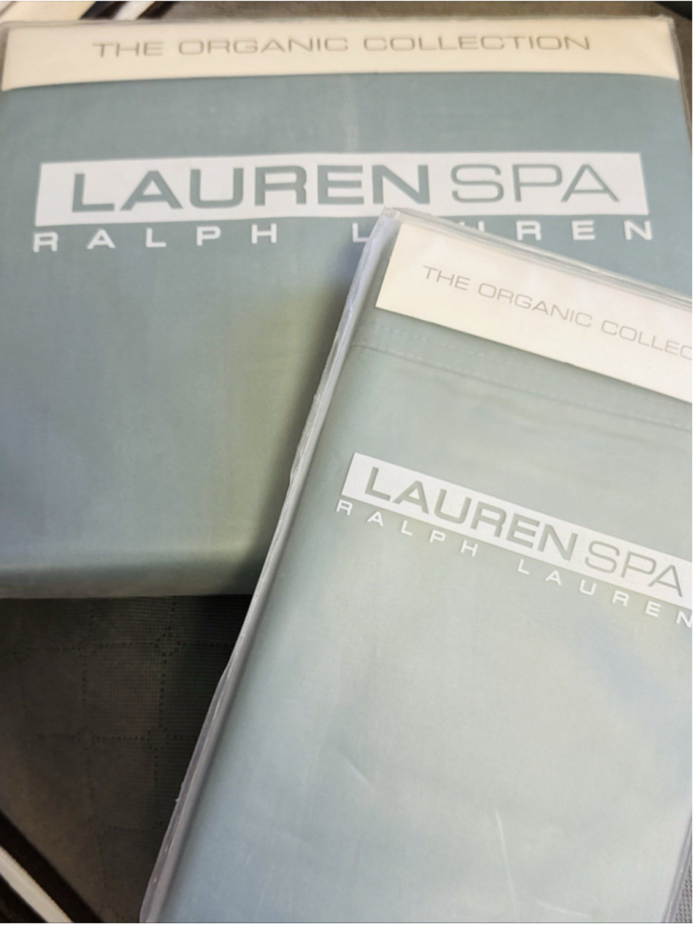 Ralph Lauren Spa Organic Cotton Dusty Aqua King Fitted Sheet 2 King Pillowcases